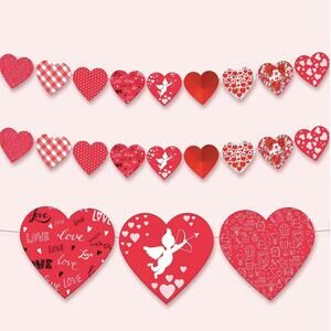 Valentine's Mixed Design Hearts Garland - 20 ft